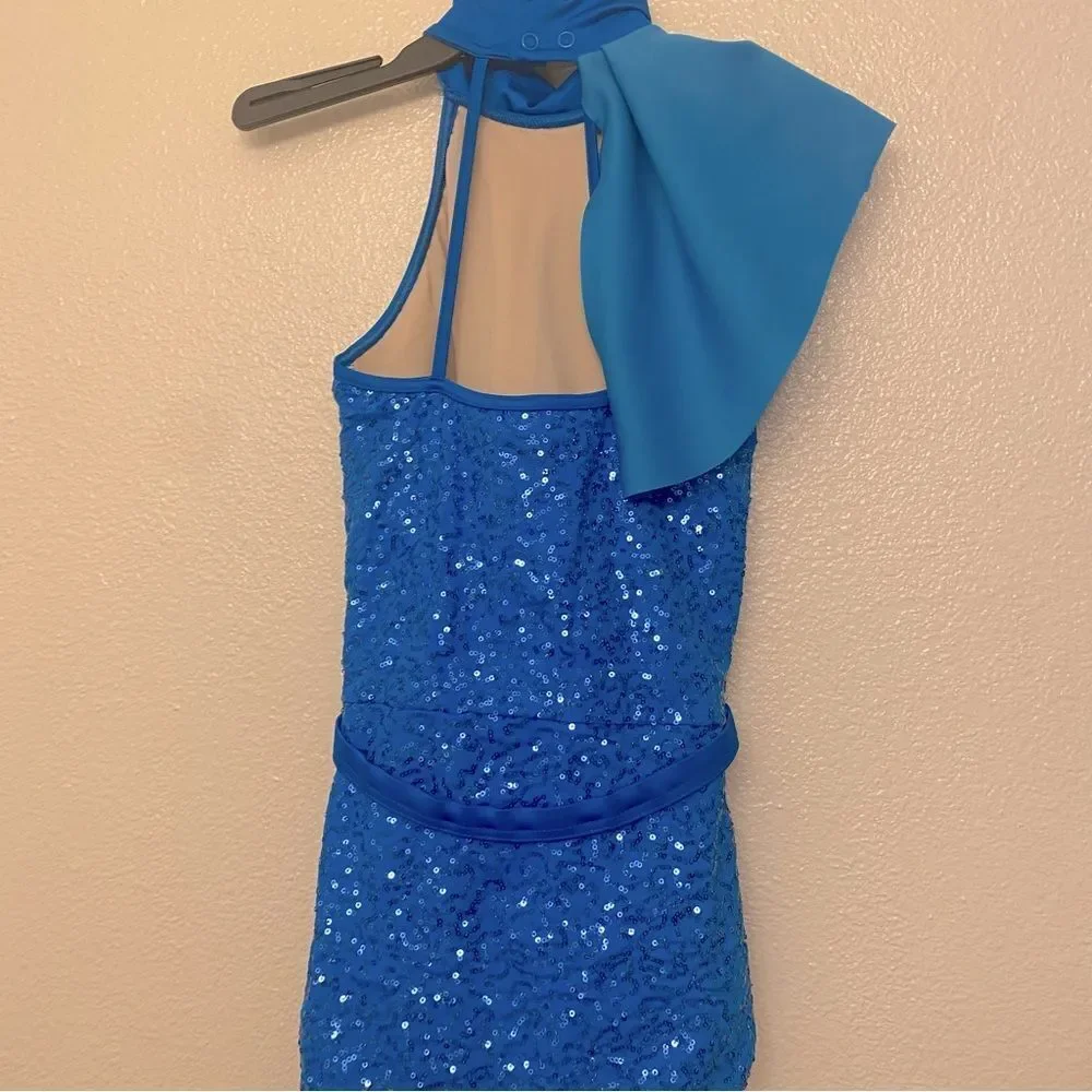 WEISSMAN Elite Dance Costume aqua blue rhinestone Heat Wave SQ13216 SA adult